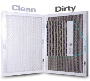 clean vs dirty air filters side by side